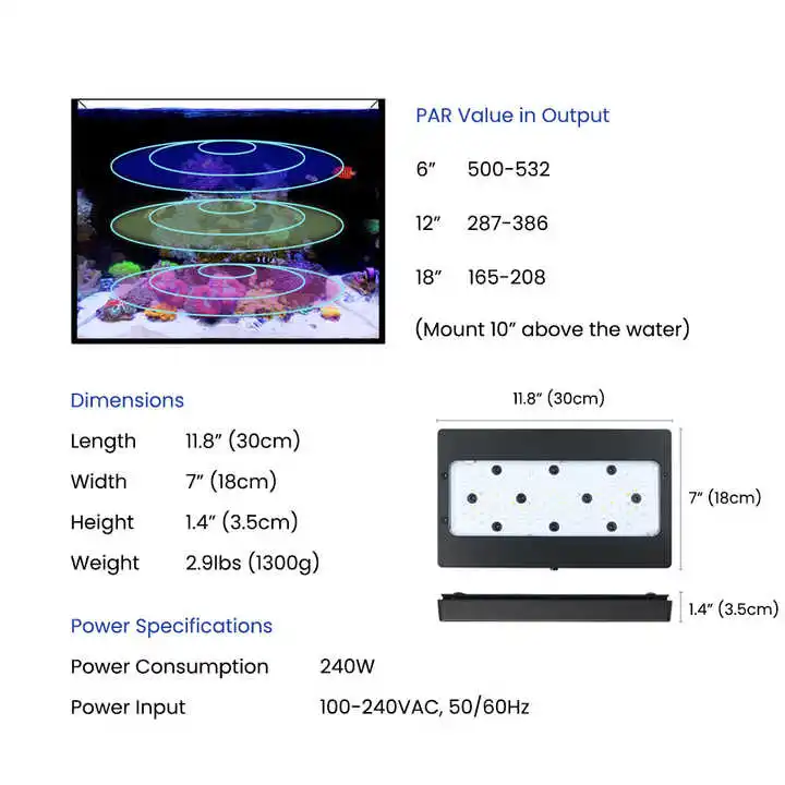 A8Pro Max/Blue 240W CREE Light - Aquarium Marine Blue 评论和价格