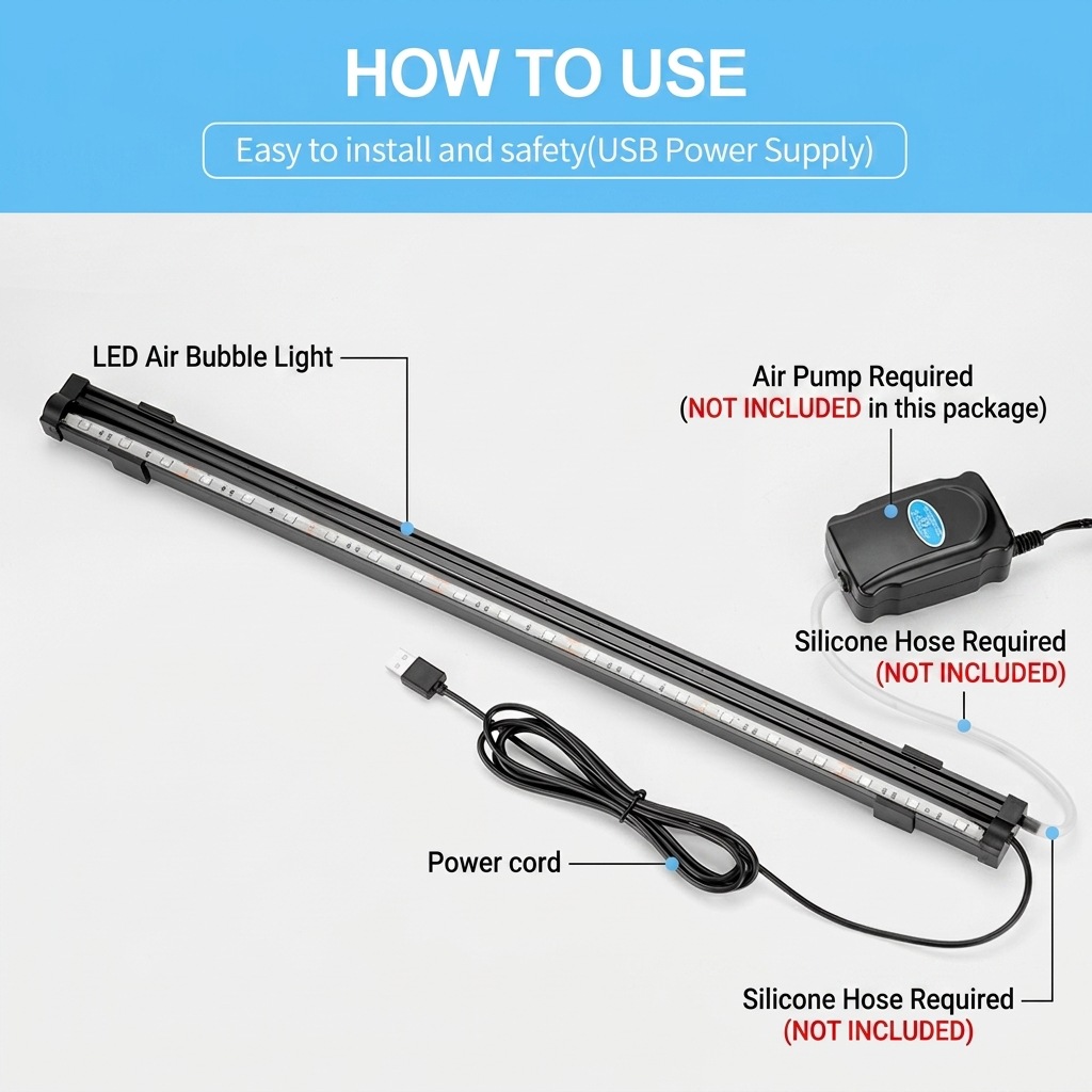 USB LED Aquarium Air Bubble Li - Aquarium Marine Light 评论和价格